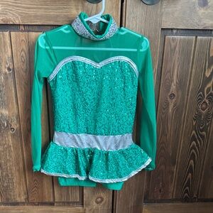 Green Sequin Kids Dance Costume